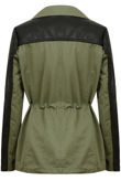 Khaki Contrast PVC Sleeve Double Pocket Jacket 