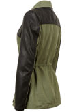 Khaki Contrast PVC Sleeve Double Pocket Jacket 