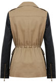 Beige PVC Sleeved Textured Detail Jacket