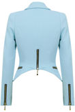 Blue Zip Detail Fitted Blazer