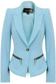 Blue Zip Detail Fitted Blazer