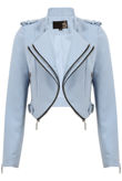 Powder Blue Double Zip Detail Smart Fit Jacket