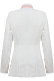 Cream Contrast Collar Wide Panel Blazer
