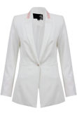 Cream Contrast Collar Wide Panel Blazer