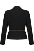 Black Round ZIp Detail Single Button Blazers