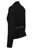 Black Round ZIp Detail Single Button Blazers