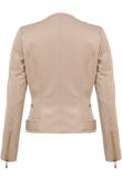 Beige Shoulder Pattern Biker Jacket