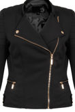 Black Shoulder Pattern Biker Jacket