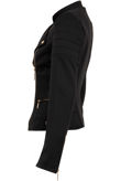Black Shoulder Pattern Biker Jacket