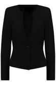 Black Paneled Collarless Blazers
