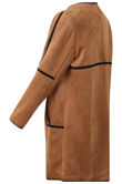Camel Faux Suede Contrast Stitch Coat 