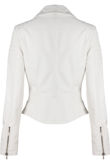 White PVC Zipped Pockets Biker Jacket 