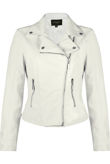 White PVC Zipped Pockets Biker Jacket 