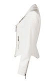 White PVC Zipped Pockets Biker Jacket 