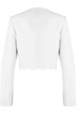 White Scallop Edge Cropped Blazer 