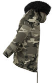 Camouflage with Black Fur Line Parka Jacket