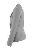 Grey Golden Button Double-Breast Hopsack Blazer