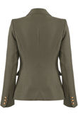 Khaki Golden Button Double-Breast Hopsack Blazer