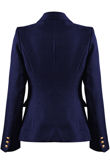 Navy Golden Button Double-Breast Hopsack Blazer