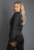 Black Textured Scallop Blazers