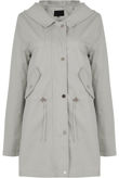 Grey Cotton Hooded Field Coat