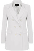 White Double Breast Longline Blazer