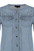 Pearls Trim Denim Jacket 