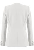 Tailored Lapel-less White Blazer with Golden buttons