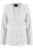 Tailored Lapel-less White Blazer with Golden buttons