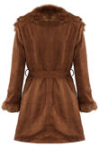Suede Faux Fur Trim Overcoat