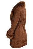 Suede Faux Fur Trim Overcoat