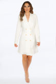 White Frill Hem Longline Double Breasted Dress 