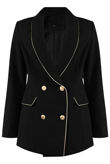 Black Golden Piping Double Breast Blazer