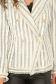 White Stripes Boucle Double Breasted Blazer