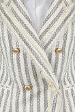 White Stripes Boucle Double Breasted Blazer