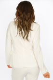 Collarless Single Button White Blazer