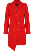 Red Asymmetric Double Button Blazer Dress 