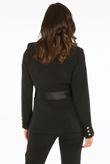 Black Attentif Camel Tailored Belted Blazer With Satin Lapel