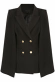 Black Double Breast Cape Coat