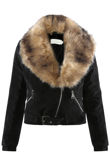 Black Corduroy Fur Trim Jacket