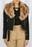 Black Corduroy Fur Trim Jacket