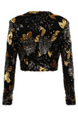Floral Sequin Pattern Cropped Blazer  in Black