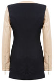 Black Beige Smart Long Contrast Arms PVC Sleeve Coat 