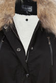 Black Real Fur Trim Parka Jacket