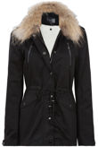 Black Real Fur Trim Parka Jacket