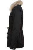 Black Real Fur Trim Parka Jacket