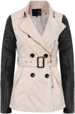 Cream PVC Arms Cross Zipped Trench Coat