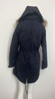  Faux Fur Lined Double Breasted Navy Parka Coat