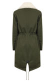 Dark Khaki Fur Lined Long Jacket