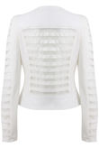 White PVC Piped Front Zip Up Biker Jacket